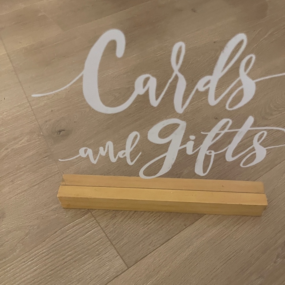 Cards and Gifts Acrylic Sign with Wooden Base